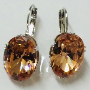 ✅🌹Champagne Oval Cut Zircon Clip Earrings.